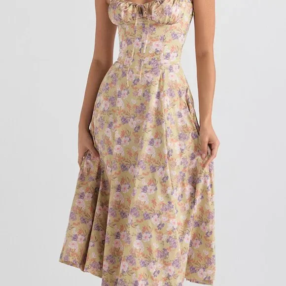 House of CB 'Carmen' Peony Print Bustier Sundress NWOT - Picture 2 of 2